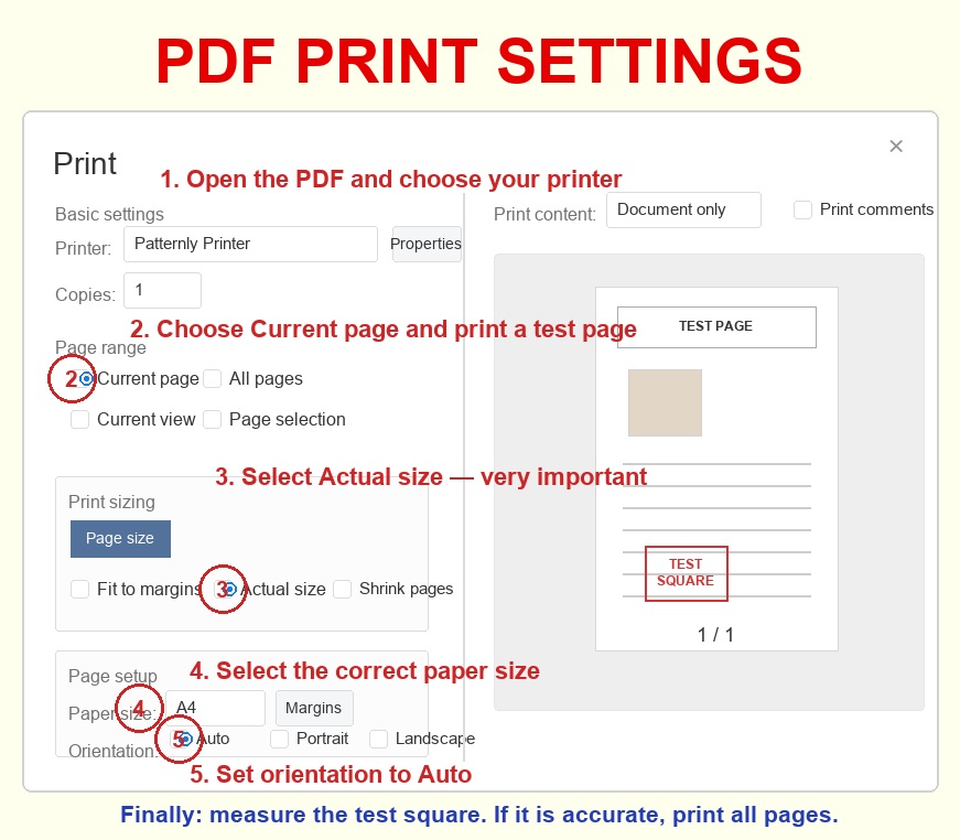 How to Print PDF Sewing Patterns Printer producing a PDF sewing pattern test page at the correct scale